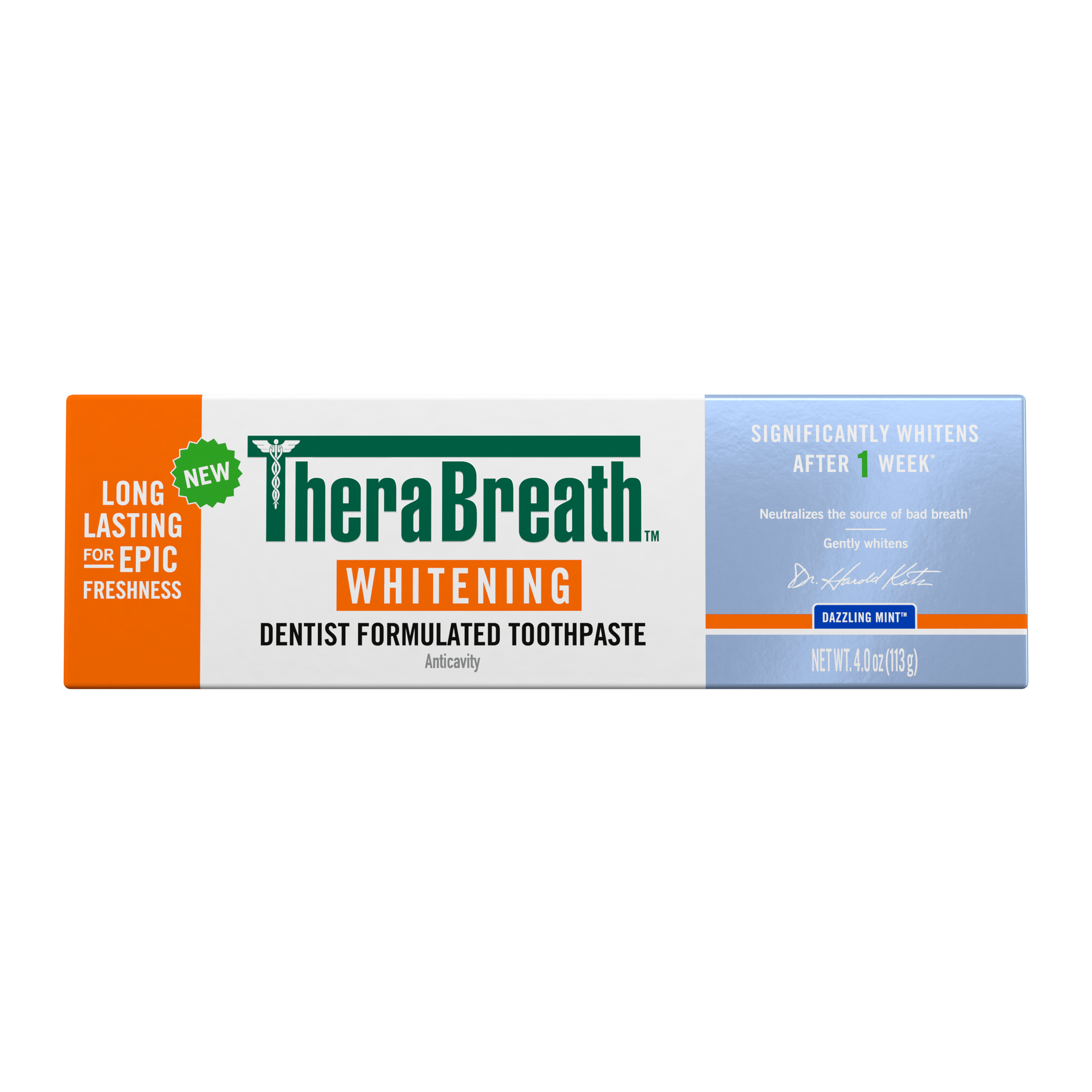 TheraBreath Whitening Toothpaste, Peroxide-Free & Anticavity, Dazzling Mint ★